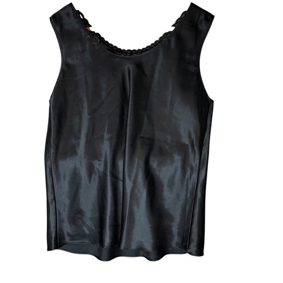 American Vintage 90's Satin Lace Blouse Top Sz S Black Whimsigoth Victorian - Picture 5 of 8